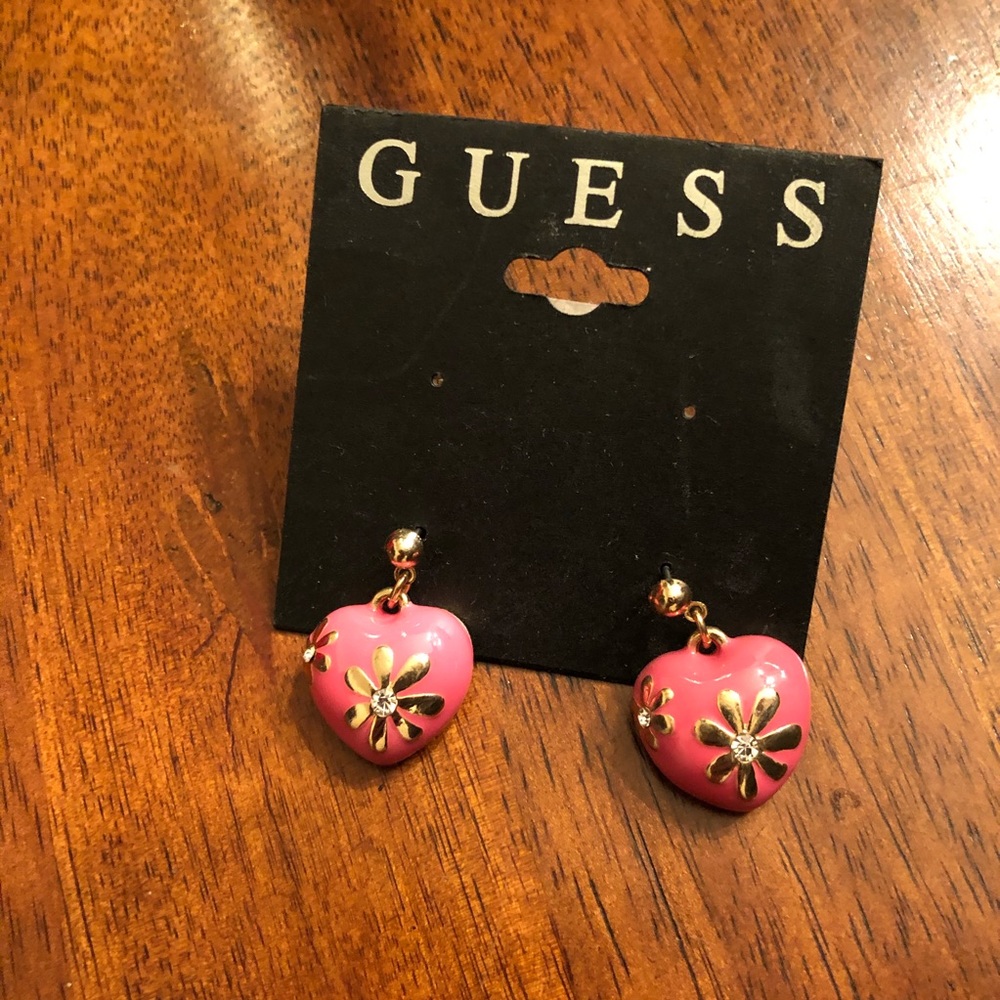 Guess Pink Heart Earrings